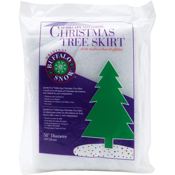 Buffalo Snow Sparkl-Tex Multi Color Glitter 58" Christmas Tree Skirt