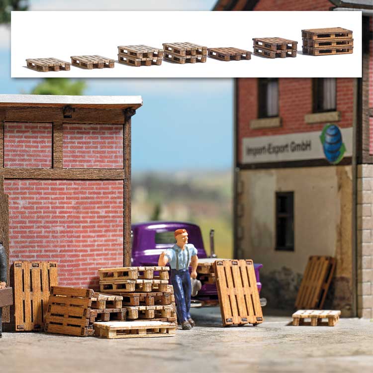 Busch 1810 HO Scale Wood Pallets 12 Pack