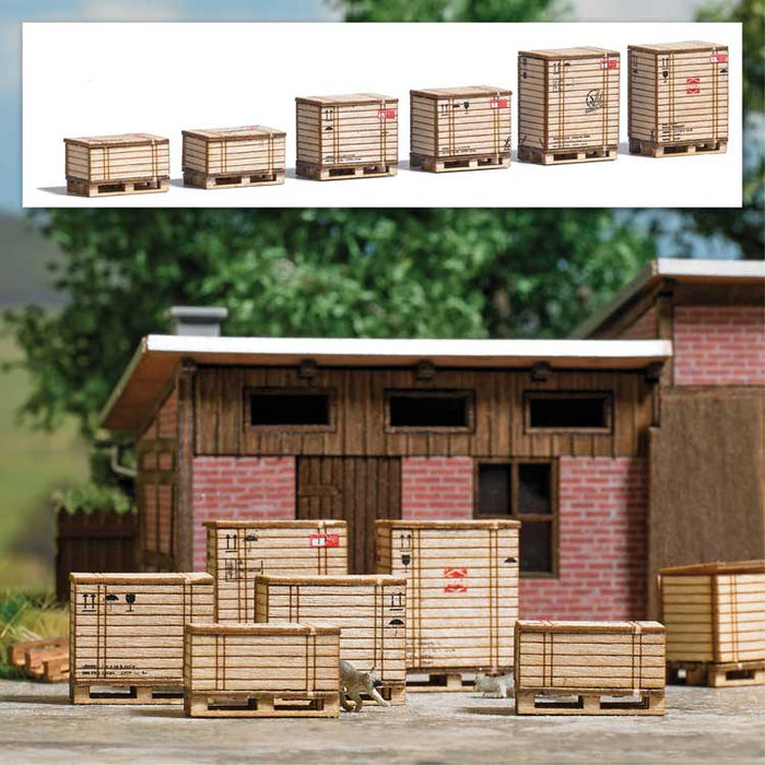 Busch 1811 HO Scale Wood Pallets and Crates