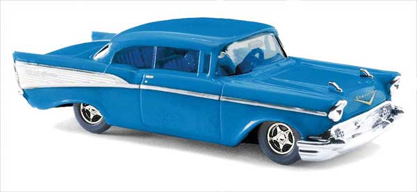 Busch 45025 HO Scale 1957 Chevrolet Bel Air Coupe - Blue