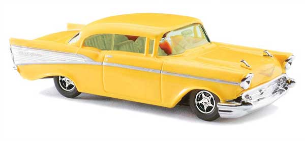 Busch 45026 HO Scale 1957 Chevrolet Bel Air Coupe - Yellow