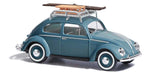 Busch 52911 HO Scale 1952 Volkswagen Beetle with Split Rear Window (with Sleds) - Blue