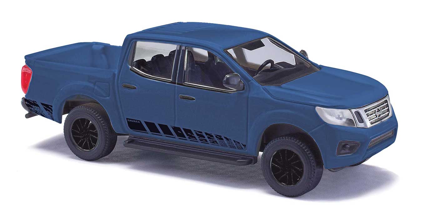 Busch 53710 HO Scale 2015 Nissan Navara Crew-Cab Pickup Truck - Blue and Black