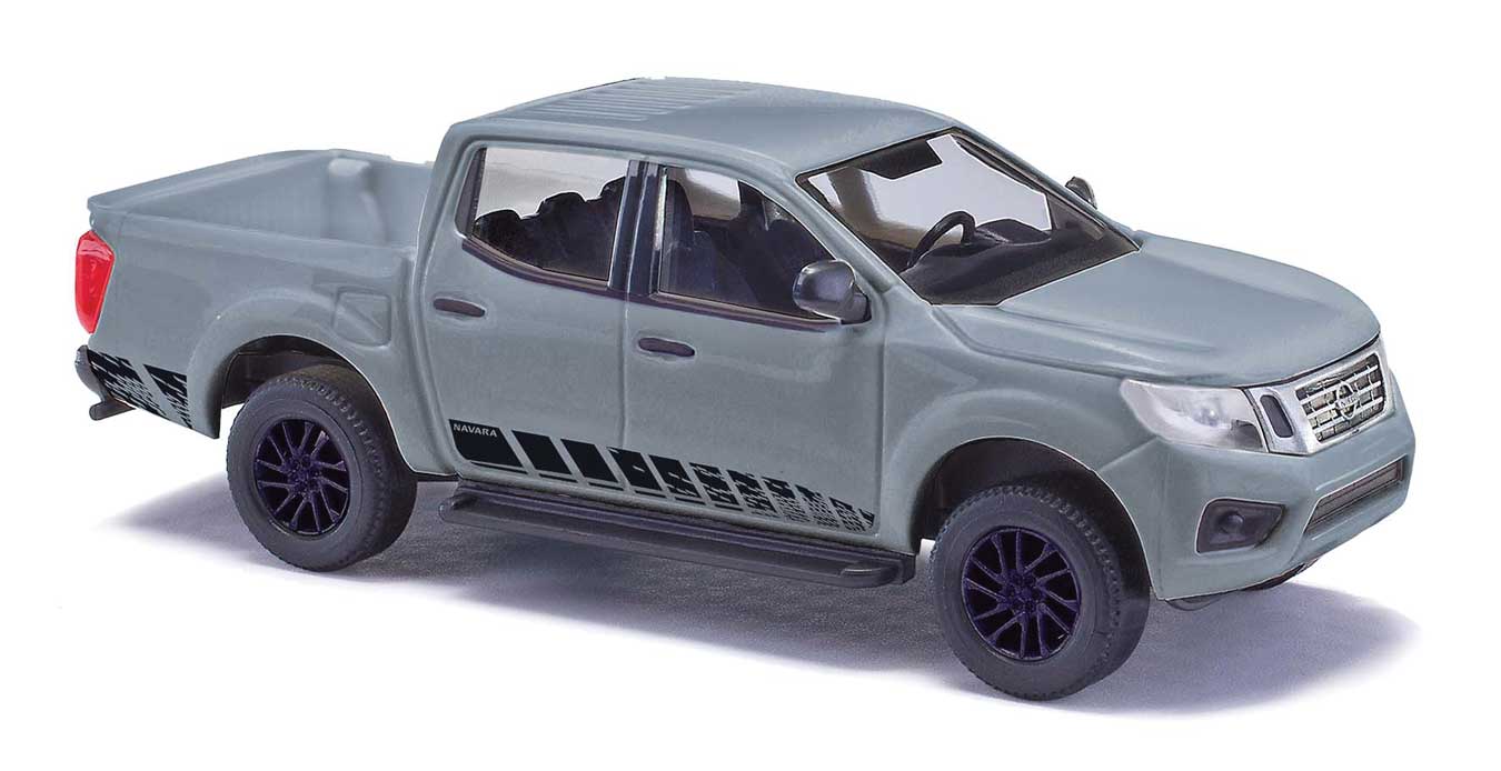 Busch 53711 HO Scale 2015 Nissan Navara Crew-Cab Pickup Truck - Gray and Black