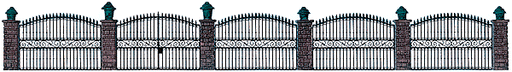 Busch 6016 HO Scale Wrought Iron Fence with Brick Posts 25-1/2"