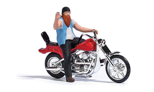 Busch 7861 HO Scale Red American Motorcycle with Rider