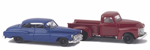 Busch 8320 N Scale 1950's Chevy Pickup and Buick Sedan (Colors Vary)