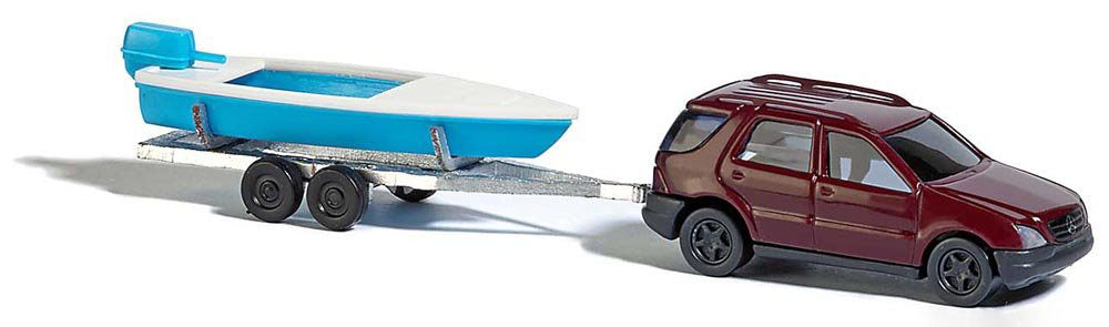 Busch 8334 N Scale Mercedes M Class with Boat and Trailer