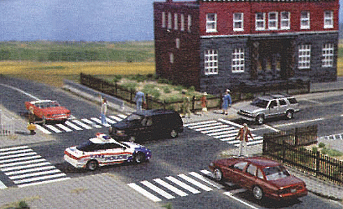 Busch 9712 HO Scale Self Adhesive Flexible Intersection with Pedestrian Crossing