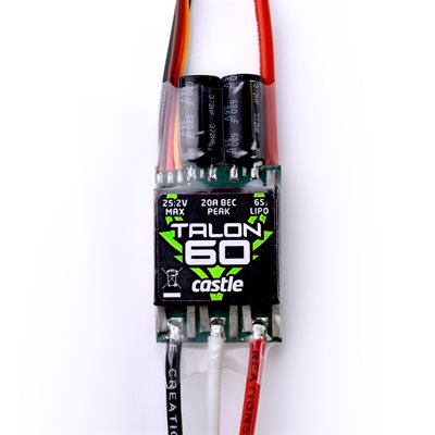 Castle Creations 010-0163-00 TALON 60 Amp 6S ESC with Heavy Duty BEC
