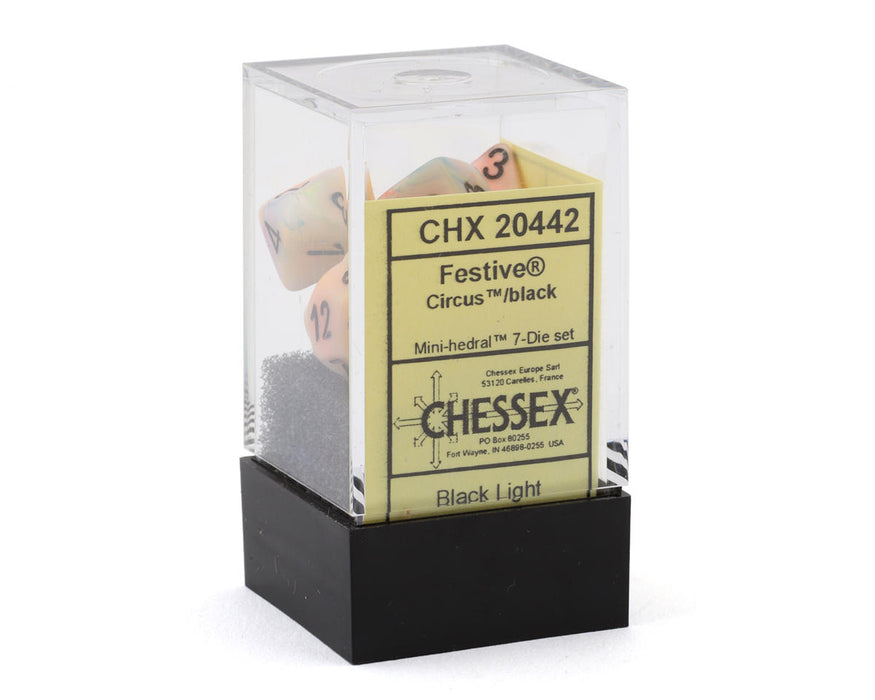 Chessex CHX 20442 Festive® Circus™/Black Mini-Hedral™ 7-Die Set