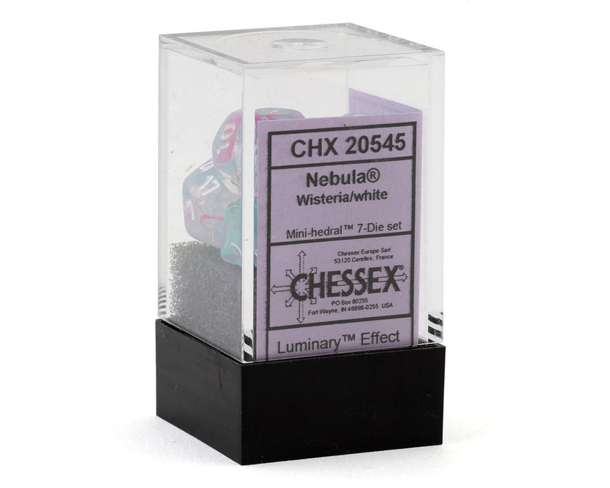 Chessex CHX 20545 Nebula® Wisteria/White Mini-Hedral™ 7-Die Set