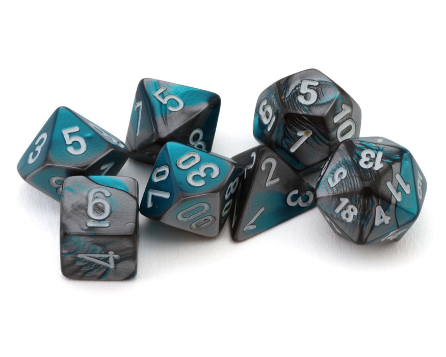 Chessex CHX 20656 Gemini® Steel-Teal/White Mini-Hedral™ 7-Die Set