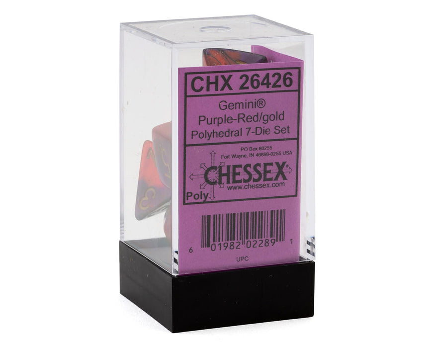 Chessex CHX 26426 Gemini® Purple-Red/Gold Polyhedral 7-Die Set