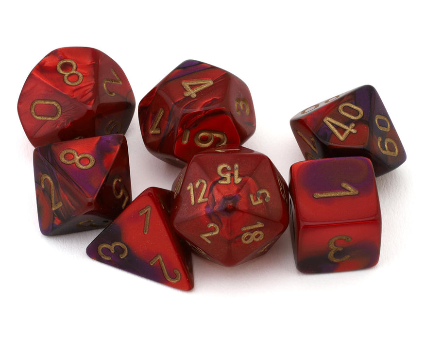 Chessex CHX 26426 Gemini® Purple-Red/Gold Polyhedral 7-Die Set