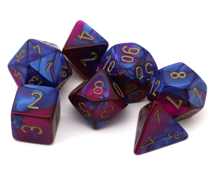 Chessex CHX 26428 Gemini® Blue-Purple/Gold Polyhedral 7-Die Set