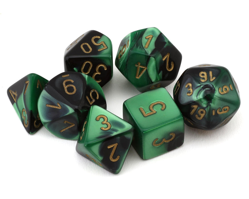 Chessex CHX 26439 Gemini® Black-Green/Gold Polyhedral 7-Die Set