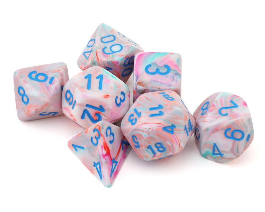 Chessex CHX 27544 Festive® Pop Art™/Blue Polyhedral 7-Die Set