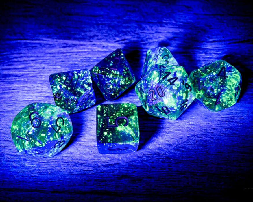 Chessex CHX 27556 Nebula® Oceanic™/Gold Luminary™ Polyhedral 7-Die Set