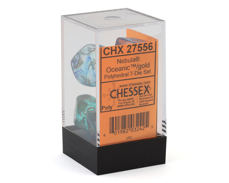Chessex CHX 27556 Nebula® Oceanic™/Gold Luminary™ Polyhedral 7-Die Set