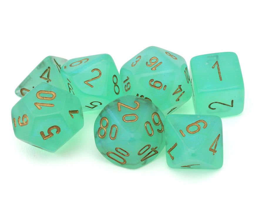 Chessex CHX 27575 Borealis® Light Green/Gold Luminary™ Polyhedral 7-Die Set