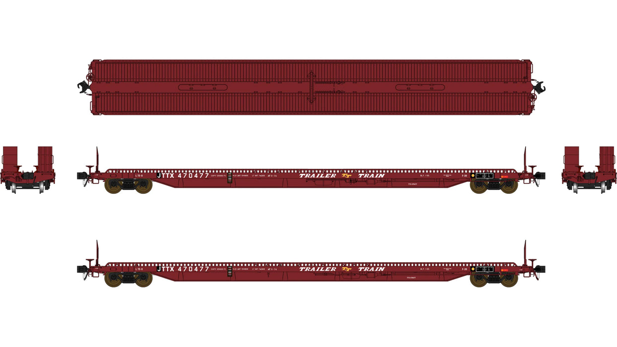 Class One Model Works F39 75' Flatcar Trailer Train 'Brown' JTTX