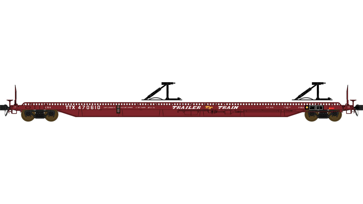 Class One Model Works F39A 75' Flatcar Trailer Train 'Brown' TTX