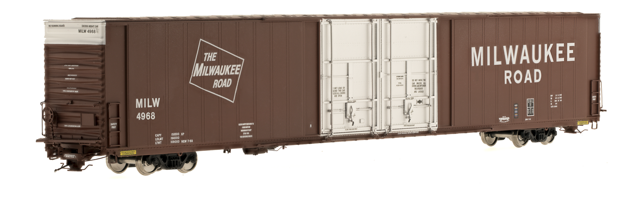 Class One Model Works FC00312 HO Scale Thrall 86' 4 Door Boxcar Milwaukee Road MILW 4968