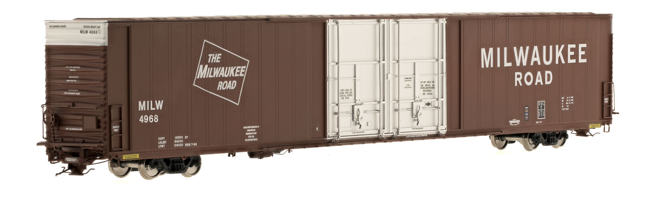 Class One Model Works FC00313 HO Scale Thrall 86' 4 Door Boxcar Milwaukee Road MILW 4972