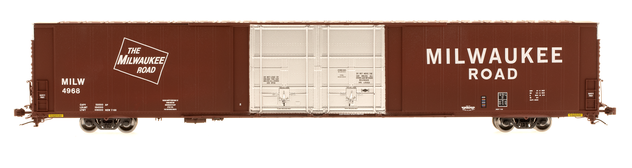 Class One Model Works FC00313 HO Scale Thrall 86' 4 Door Boxcar Milwaukee Road MILW 4972