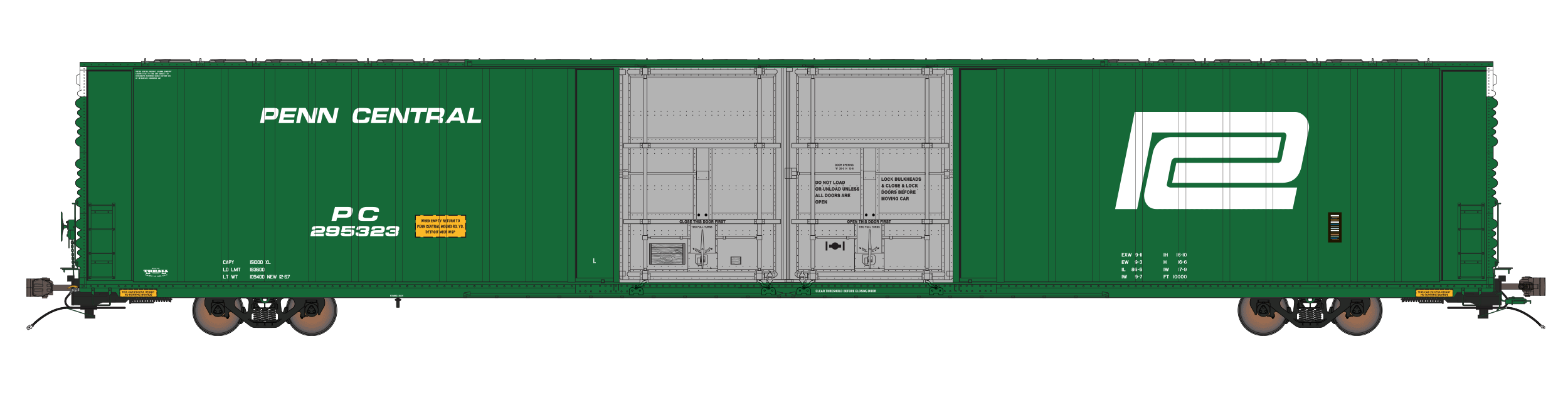 Class One Model Works FC00318 HO Scale Thrall 86' 4 Door Boxcar Penn Central PC 295321