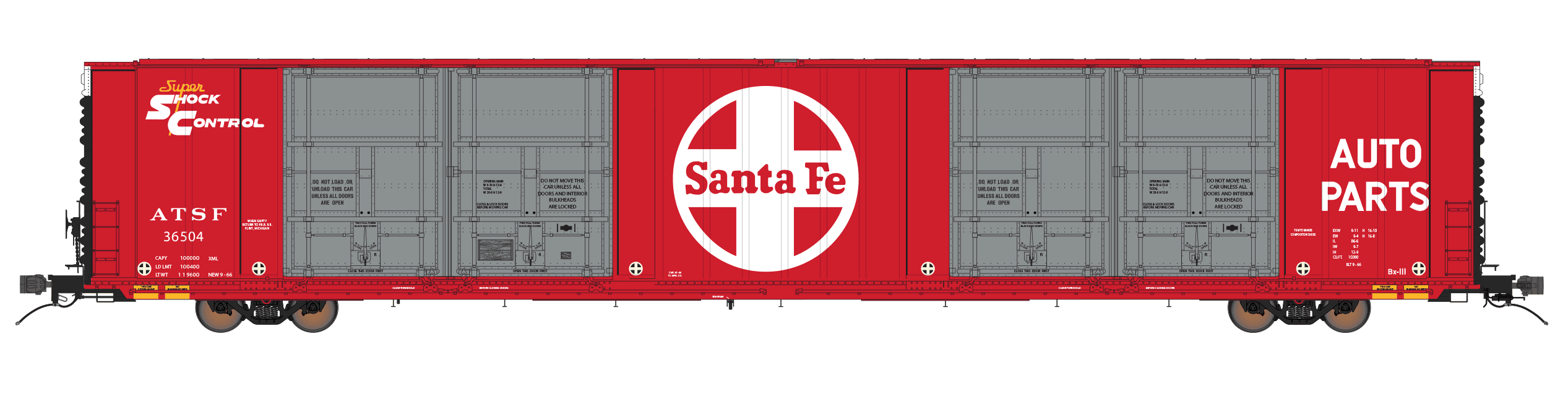 Class One Model Works FC00401 HO Scale Thrall 86' 8 Door Boxcar Santa Fe ATSF 36504