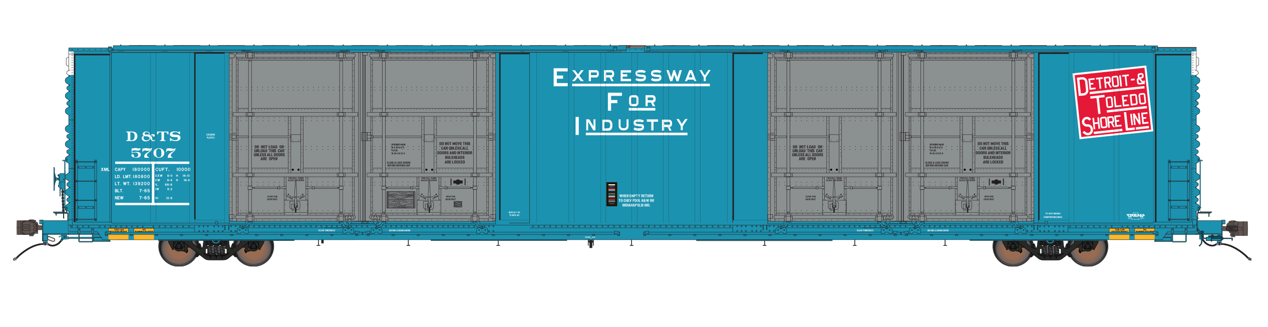 Class One Model Works FC00410 HO Scale Thrall 86' 8 Door Boxcar Detroit & Toledo Shore Line D&TS 5712