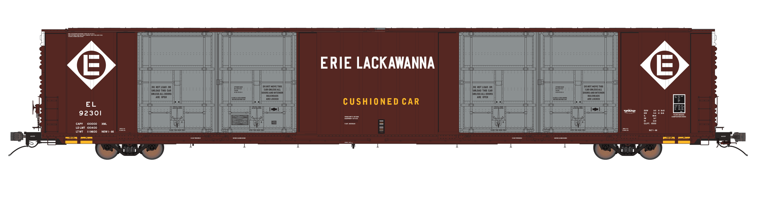 Class One Model Works FC00413 HO Scale Thrall 86' 8 Door Boxcar Erie Lackawanna EL 92304