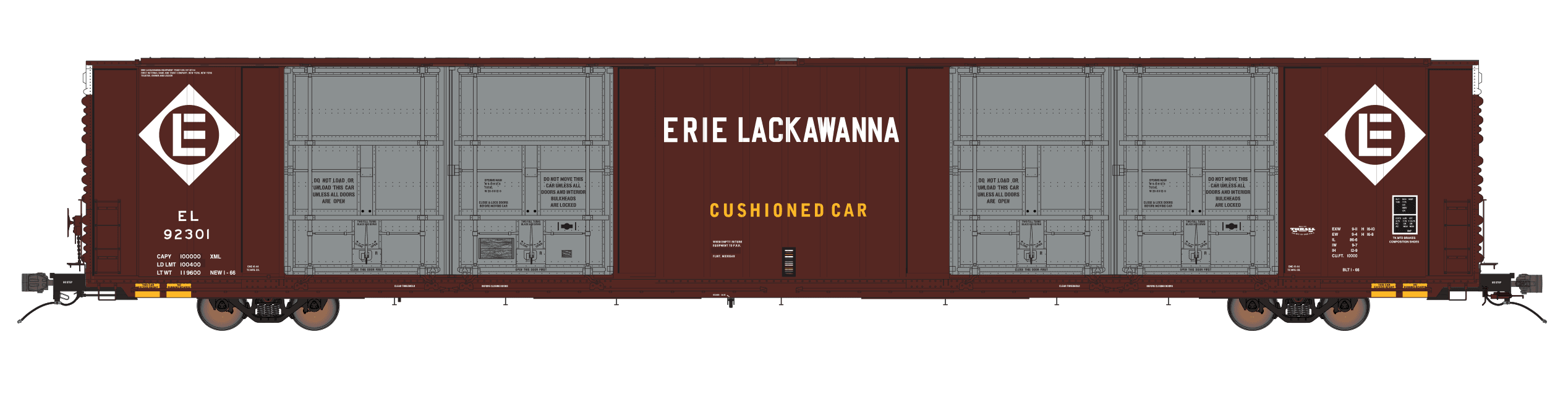 Class One Model Works FC00414 HO Scale Thrall 86' 8 Door Boxcar Erie Lackawanna EL 92308