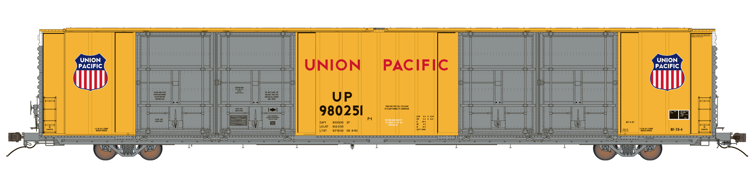 Class One Model Works FC00427 HO Scale Thrall 86' 8 Door Boxcar Union Pacific UP 980251
