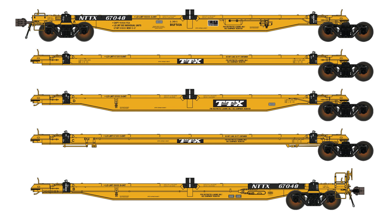 Class One Model Works FC00711 BSF50A COFC 5 Unit Spine Car - NTTX TTX Logo
