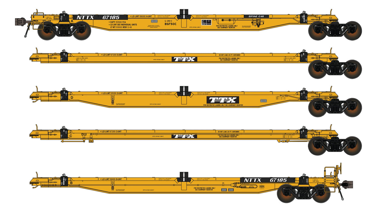 Class One Model Works FC00713 BSF50C COFC 5 Unit Spine Car - NTTX TTX Logo