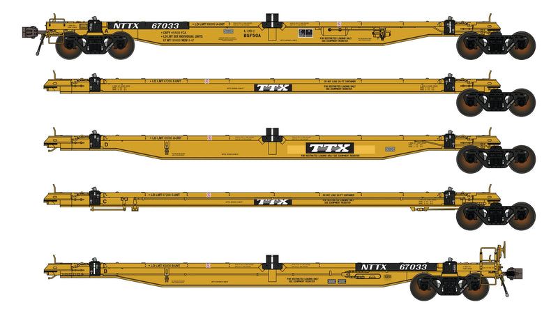 Class One Model Works FC00714 BSF50A COFC 5 Unit Spine Car - NTTX TTX Logo Aged Paint