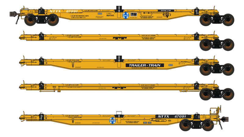 Class One Model Works FC00719 BSF50C COFC 5 Unit Spine Car - NTTX As-Delivered TrailerTrain - ATSF Logo