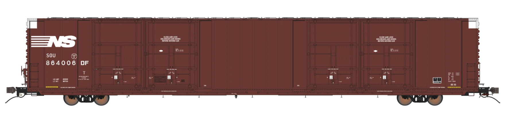 Class One Model Works HO Scale Thrall 86' 8 Door Boxcar Norfolk Southern NS