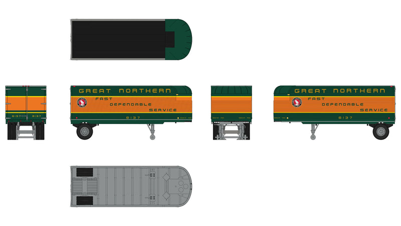 Class One Model Works TR00105 Fruehauf 26' Trailer - Great Northern Railway