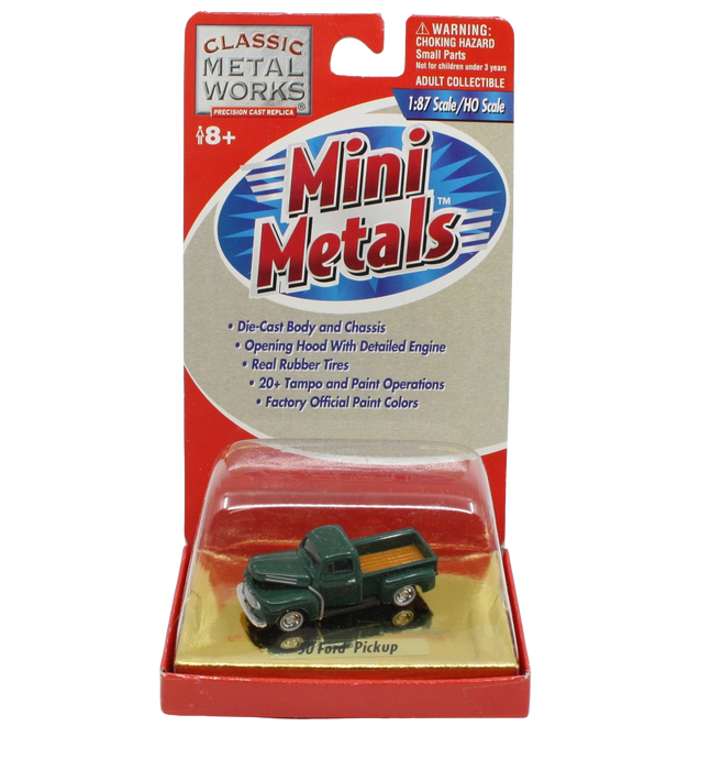 Classic Metal Works 30104 HO Scale 1950 Ford Pickup Truck - Dark Green