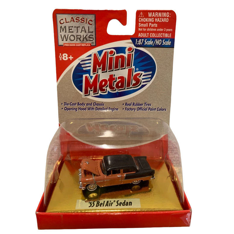 Classic Metal Works 30126 HO Scale 1955 Chevy Bel Air Sedan - Coral/Black