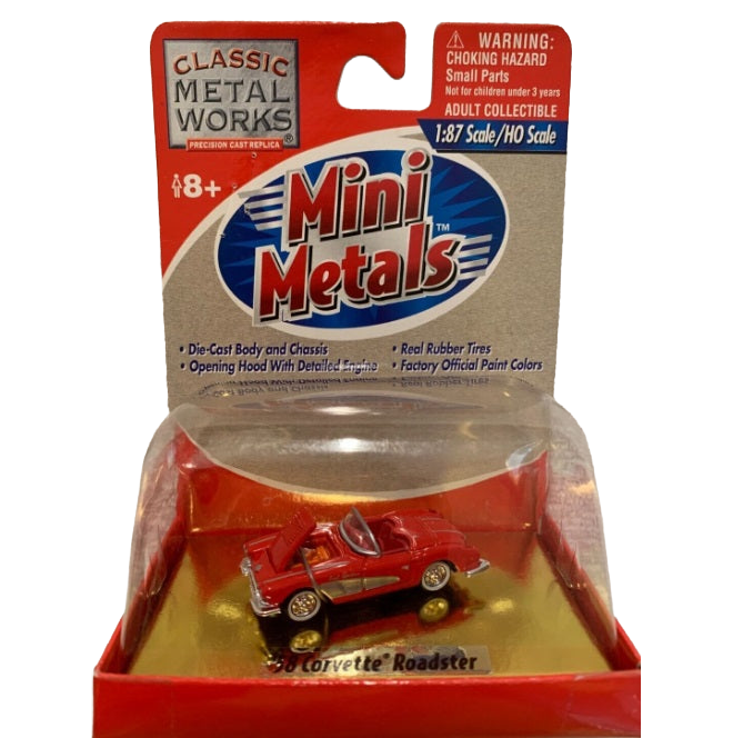 Classic Metal Works 30138 HO Scale 1958 Chevy Corvette Roadster - Signet Red/Cream White Cove