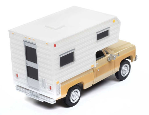 Classic Metal Works 30673 HO Scale 1977 Chevrolet Fleetside Pickup Truck with Camper Buckskin
