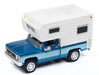 Classic Metal Works 30674 HO Scale 1977 Chevrolet Fleetside Pickup Truck with Camper Bright Blue Poly