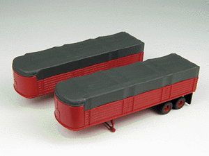 Classic Metal Works 31131 HO Scale 32' Fruehauf Covered Wagon Trailers (2 Pack) - Red