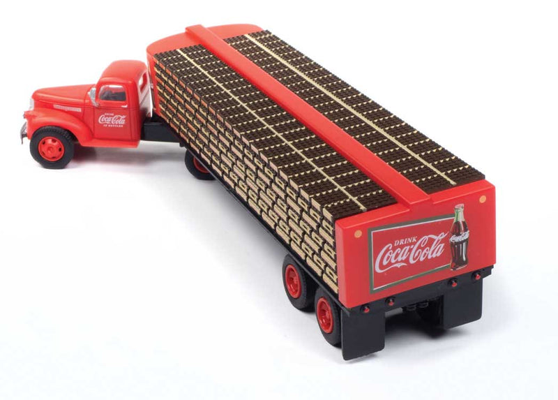 Classic Metal Works 31207 HO Scale Chevrolet Semi with Flatbed Trailer - Coca-Cola