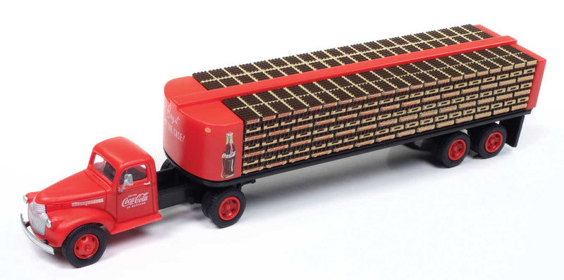 Classic Metal Works 31207 HO Scale Chevrolet Semi with Flatbed Trailer - Coca-Cola